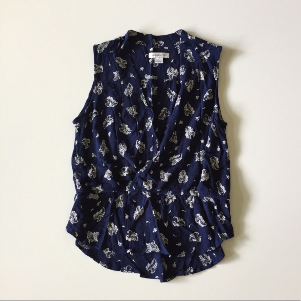 Vintage Liz Claiborne Blue Wrap Peplum Tank Top L